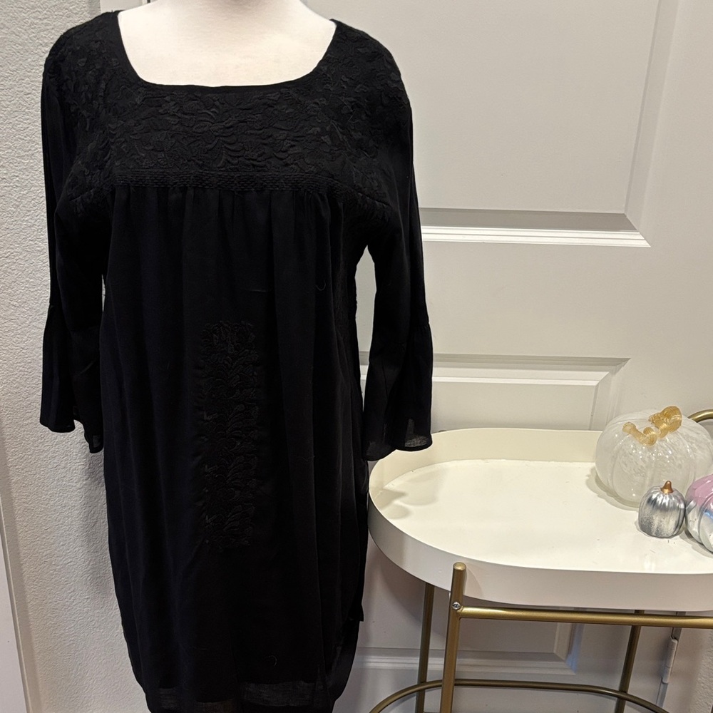 EUC Black Embroidered Dress